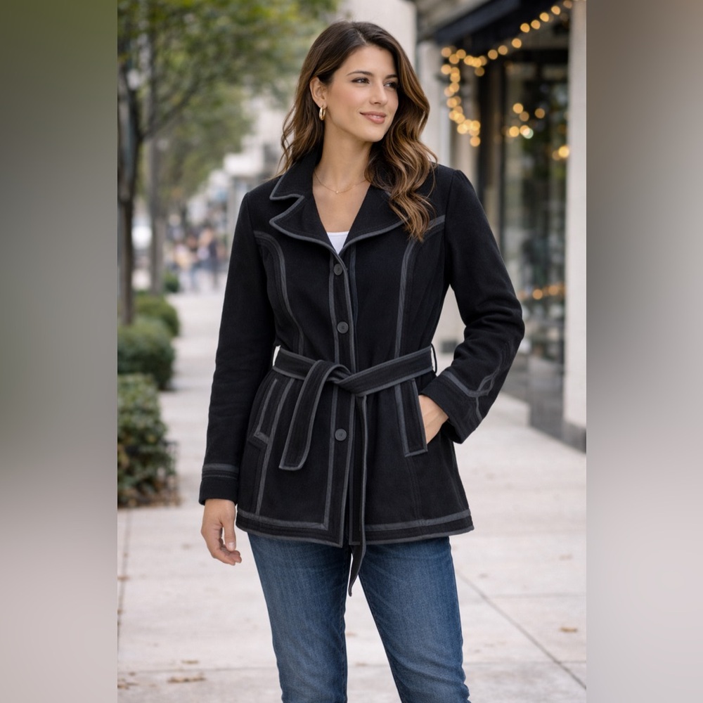 Women's Black Belted Jacket